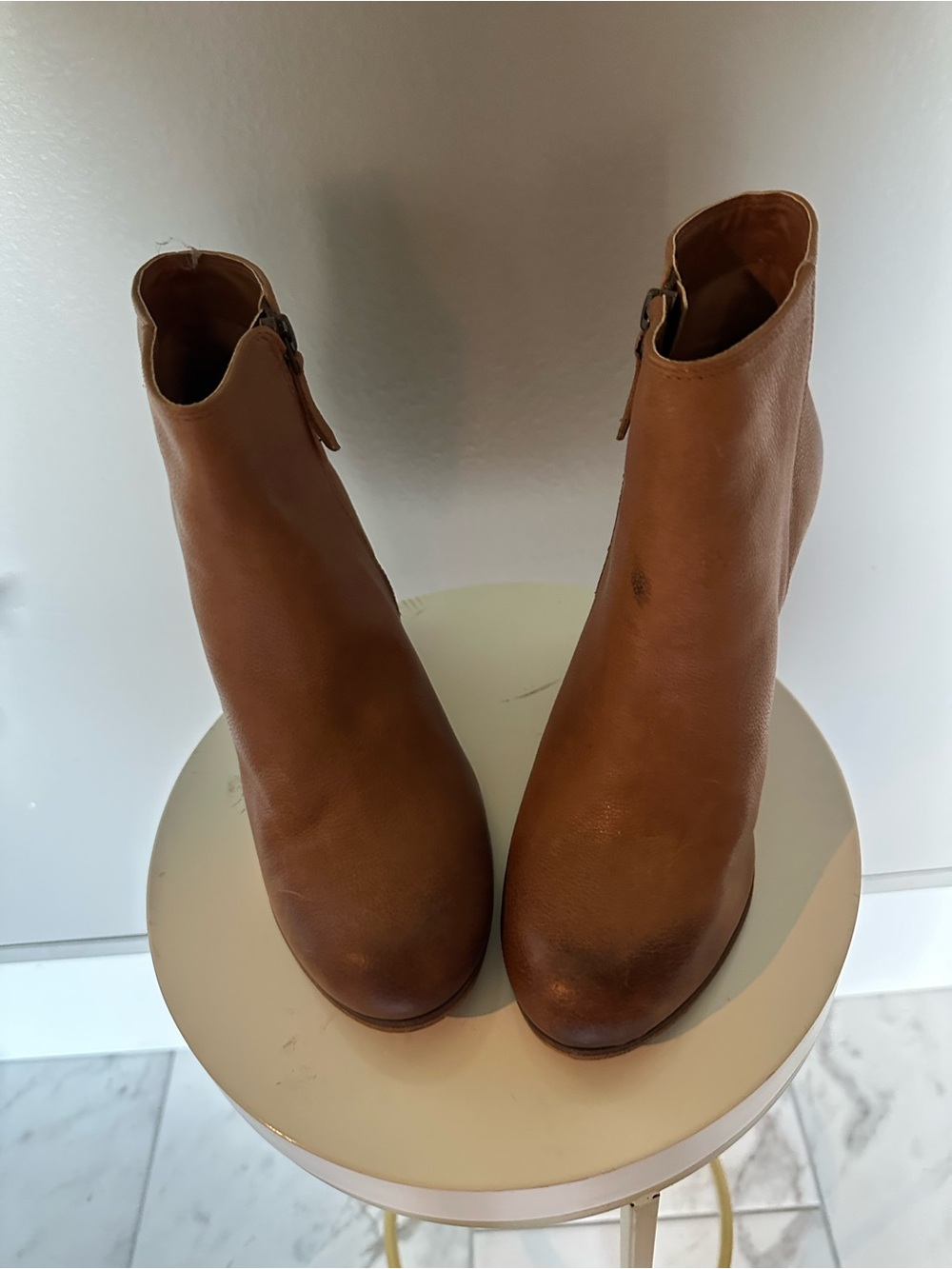 Nordstrom Brown Leather Ankle Booties with Side Zip